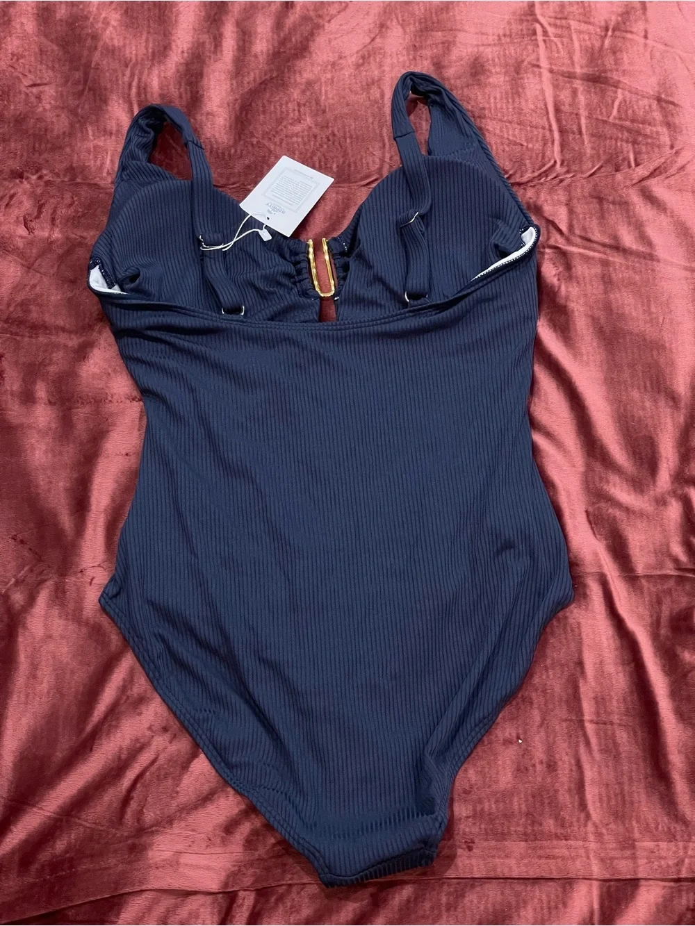 NWT B2prity Navy Blue Ribbed One-Piece Swimsuit
